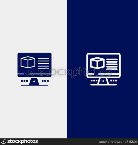 Computer, Box, Internet, Monitor Line and Glyph Solid icon Blue banner