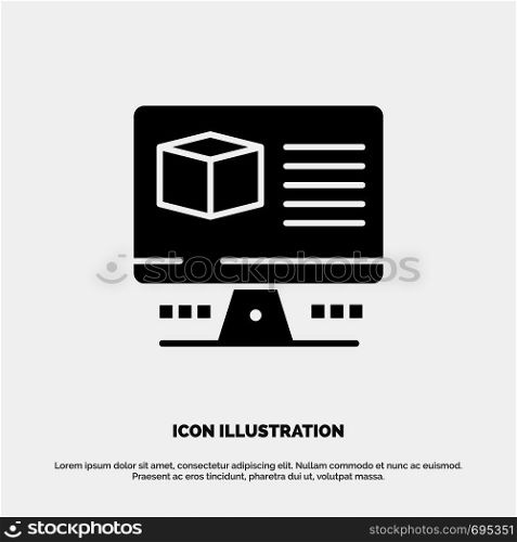 Computer, Box, Internet, Monitor Solid Black Glyph Icon