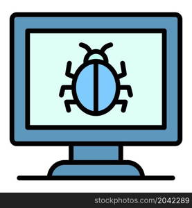 Computer bug icon. Outline computer bug vector icon color flat isolated. Computer bug icon color outline vector