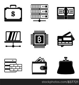 Computer business icons set. Simple set of 9 computer business vector icons for web isolated on white background. Computer business icons set, simple style