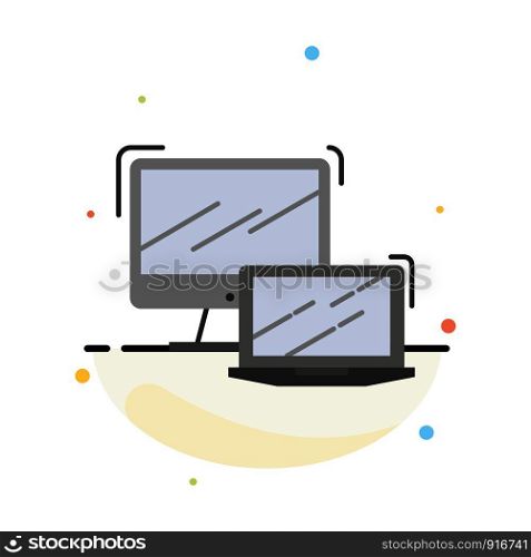 Computer, Business, Laptop, MacBook, Technology Abstract Flat Color Icon Template