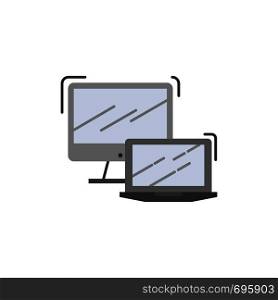 Computer, Business, Laptop, MacBook, Technology Flat Color Icon. Vector icon banner Template