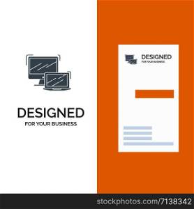 Computer, Business, Laptop, MacBook, Technology Grey Logo Design and Business Card Template