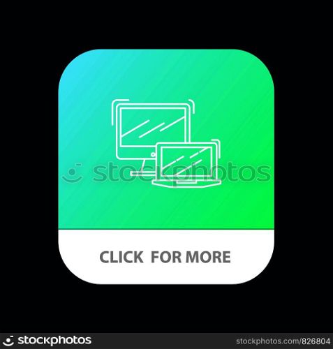Computer, Business, Laptop, MacBook, Technology Mobile App Button. Android and IOS Line Version
