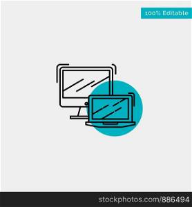 Computer, Business, Laptop, MacBook, Technology turquoise highlight circle point Vector icon