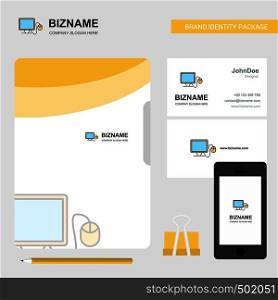 Computer Business Logo, File Cover Visiting Card and Mobile App Design. Vector Illustration