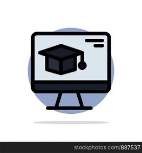Computer, Cap, Education, Graduation Abstract Circle Background Flat color Icon
