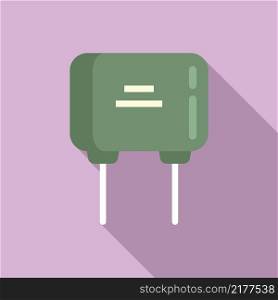Computer capacitor icon flat vector. Component resistor. Diode chip. Computer capacitor icon flat vector. Component resistor