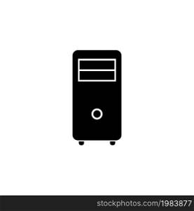 Computer Case Tower, PC System Case. Flat Vector Icon illustration. Simple black symbol on white background. Computer Case Tower, PC System Case sign design template for web and mobile UI element. Computer Case Tower, PC System Case Flat Vector Icon