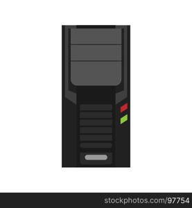 Computer case vector icon PC desktop tower. Technology server systme CPU hardware illustration isolated