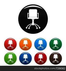 Computer chair icon. Simple illustration of computer chair vector icons set color isolated on white. Computer chair icons set color vector