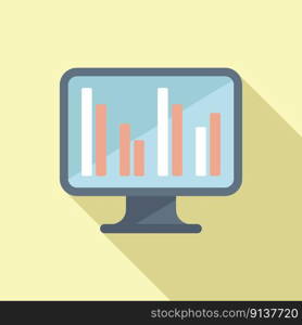 Computer chart icon flat vector. Business report. Page list. Computer chart icon flat vector. Business report