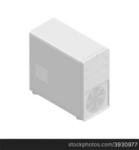 Computer chassis detailed isometric icon. Computer chassis detailed isometric icon vector graphic illustration