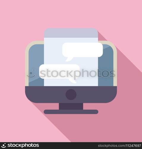 Computer chat icon flat vector. Web internet. Content mobile. Computer chat icon flat vector. Web internet