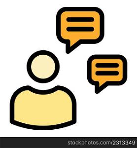 Computer chat request icon. Outline computer chat request vector icon color flat isolated. Computer chat request icon color outline vector