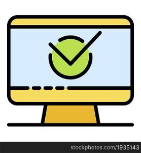 Computer check note icon. Outline computer check note vector icon color flat isolated. Computer check note icon color outline vector