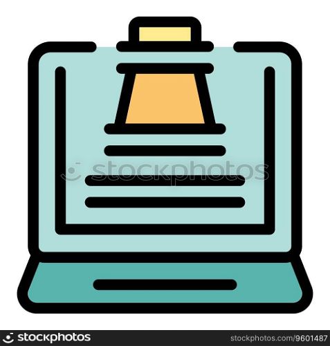 Computer chess game icon outline vector. Online board. Bet story color flat. Computer chess game icon vector flat
