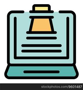 Computer chess game icon outline vector. Online board. Bet story color flat. Computer chess game icon vector flat