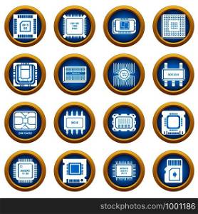 Computer chips icons set. Simple illustration of 16 computer chips vector icons for web. Computer chips icons set, simple style