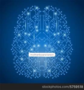 Computer circuit motherboard in brain shape technology and artificial intelligence concept vector illustration