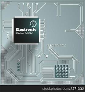 Computer circuit on grey background vector Illustration. Eelectric board background