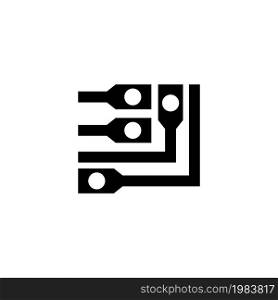Computer Circuit, Semiconductor Tracks. Flat Vector Icon illustration. Simple black symbol on white background. Computer Circuit Semiconductor Tracks sign design template for web and mobile UI element. Computer Circuit, Semiconductor Tracks Flat Vector Icon