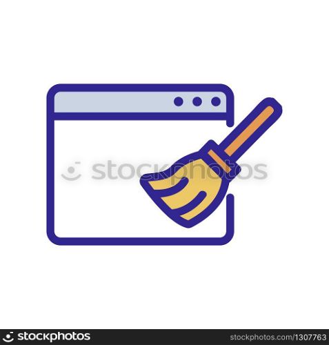 computer cleanup icon vector. computer cleanup sign. color isolated symbol illustration. computer cleanup icon vector outline illustration