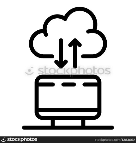 Computer cloud icon. Outline computer cloud vector icon for web design isolated on white background. Computer cloud icon, outline style