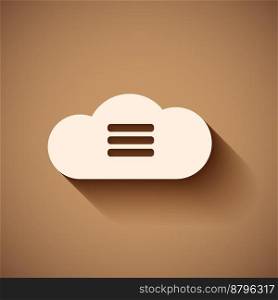 Computer cloud icon with shadow on brown background. Computer cloud icon