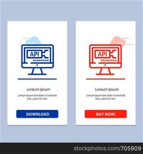 Computer, Code, Coding, Education Blue and Red Download and Buy Now web Widget Card Template