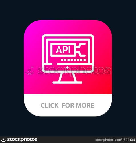 Computer, Code, Coding, Education Mobile App Button. Android and IOS Line Version
