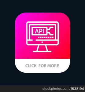 Computer, Code, Coding, Education Mobile App Button. Android and IOS Line Version