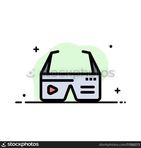 Computer, Computing, Digital, Glasses, Google Business Flat Line Filled Icon Vector Banner Template