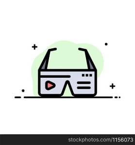 Computer, Computing, Digital, Glasses, Google Business Flat Line Filled Icon Vector Banner Template
