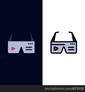 Computer, Computing, Digital, Glasses, Google Icons. Flat and Line Filled Icon Set Vector Blue Background