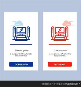 Computer, Computing, Server, Cpu Blue and Red Download and Buy Now web Widget Card Template