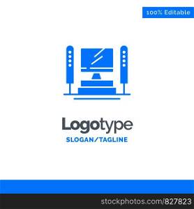 Computer, Computing, Server, Cpu Blue Business Logo Template