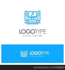 Computer, Computing, Server, Cpu Blue Logo Line Style