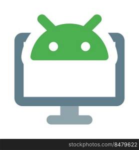 Computer connected Android software isolated on a white background