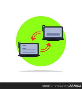 Computer, connection, link, network, sync Flat Color Icon Vector