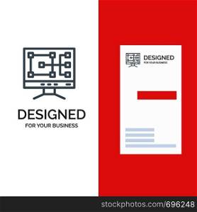 Computer, Construction, Repair Grey Logo Design and Business Card Template