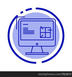 Computer, Construction, Repair, Lcd, Design Blue Dotted Line Line Icon