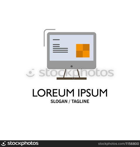 Computer, Construction, Repair, Lcd, Design Business Logo Template. Flat Color