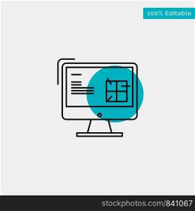 Computer, Construction, Repair, Lcd, Design turquoise highlight circle point Vector icon