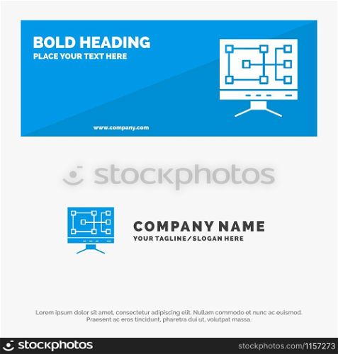 Computer, Construction, Repair SOlid Icon Website Banner and Business Logo Template