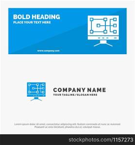 Computer, Construction, Repair SOlid Icon Website Banner and Business Logo Template