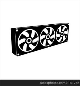 Computer Cooling Fan Icon, Air Cooling Fan Vector Art Illustration