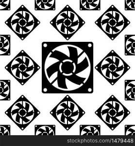 Computer Cooling Fan Icon Seamless Pattern, Air Cooling Fan Vector Art Illustration