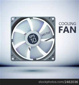 Computer cooling system design concept with realistic metal cooler on gray background isolated vector illustration. Computer Cooling System Design Concept