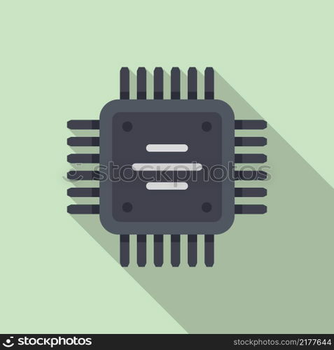 Computer cpu icon flat vector. Circuit chip. Central electronic. Computer cpu icon flat vector. Circuit chip